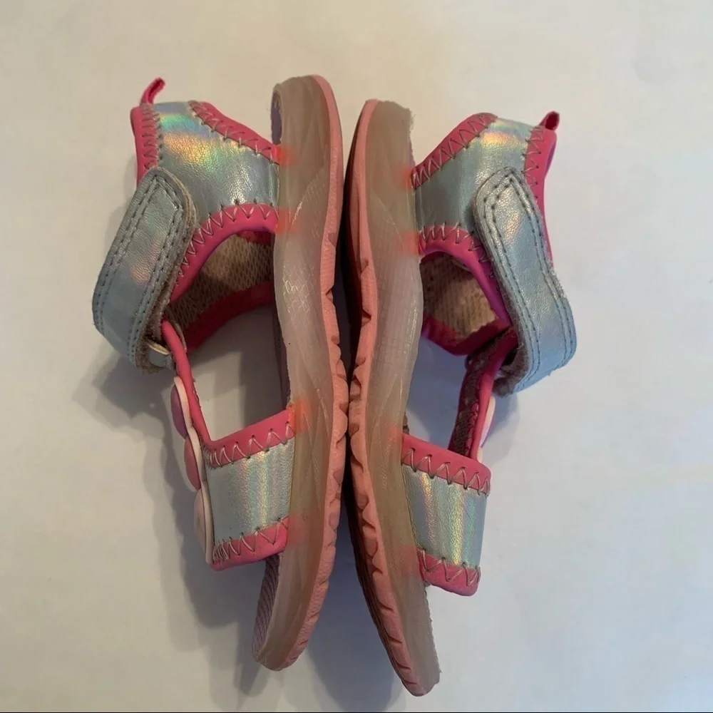Carter’s girls pink silver heart open toe sandals size 8